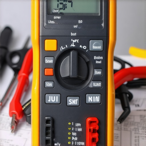 Digital Multimeter Testing Appliance Continuity A technician using a digital multimeter to diagnose a dishwasher heating element for a warranty claim.