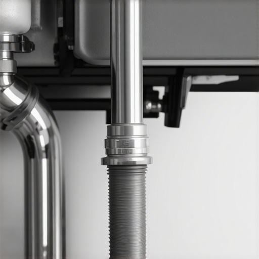 Dishwasher Drain and Disposal Connection Close up of a dishwasher drain hose connected to a garbage disposal showing potential clog points.