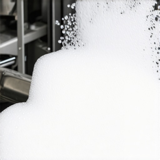 Vegetable oil being used to break down excessive dishwasher foam.