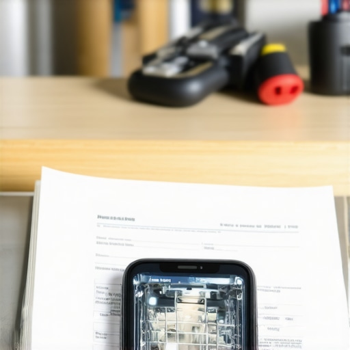 An invoice and smartphone displaying a malfunctioning dishwasher to prove a failed repair.