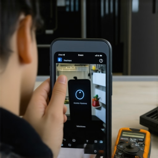 A homeowner using a phone to capture a dishwasher diagnostic error code.