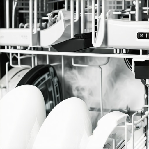A modern dishwasher running a highly efficient eco-friendly cycle to save energy and water.