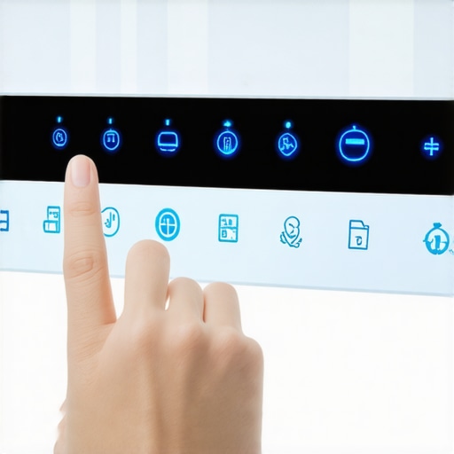 Close-up of a hand interacting with a digital dishwasher control panel to trigger a reset sequence.