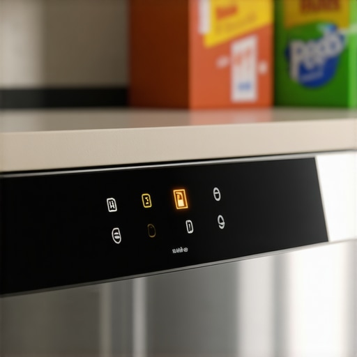 A dishwasher control panel displaying an error code due to incorrect detergent usage.