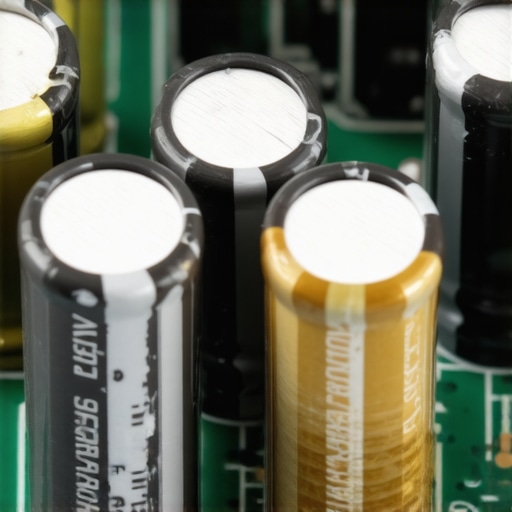 Macro view of a faulty bulging capacitor on an appliance circuit board.