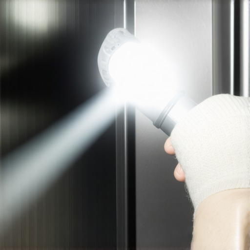 A flashlight highlighting a hairline crack in a dishwasher spray arm.