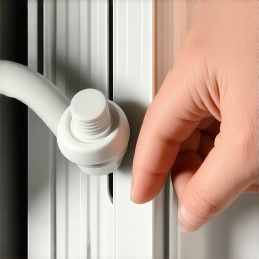 Hand inspecting a dishwasher spray arm mounting nut for tightness and debris