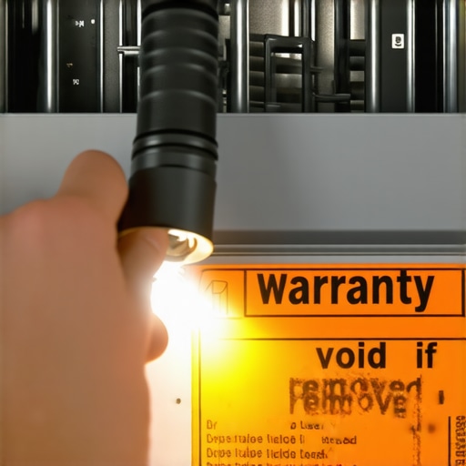 Close-up of a dishwasher warranty seal and identification plate