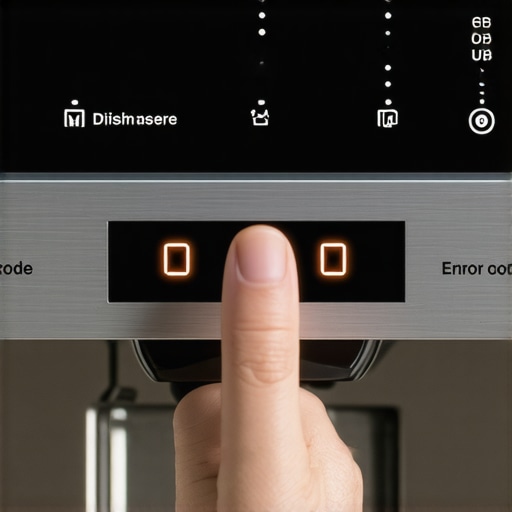 A close-up of a dishwasher display showing a diagnostic error code for troubleshooting.
