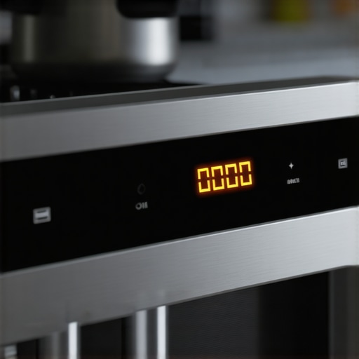 A close-up shot of a digital dishwasher interface with an orange warning light illuminated.