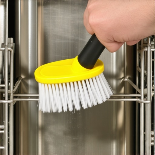 Pro maintenance tools for dishwasher repair Hands cleaning a dishwasher sump and impeller with professional maintenance tools