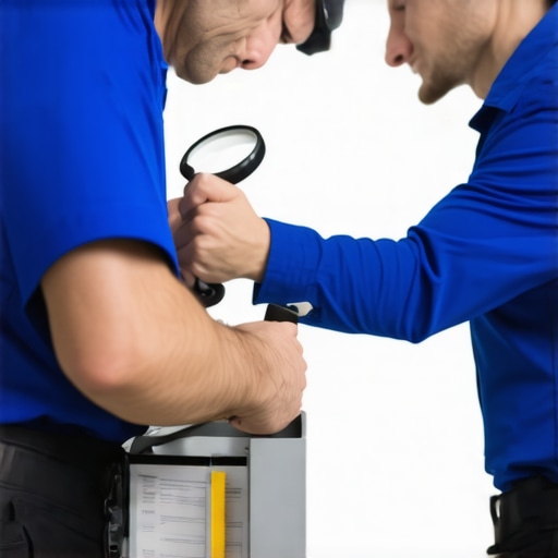 Technician inspecting a dishwasher to verify a warranty claim