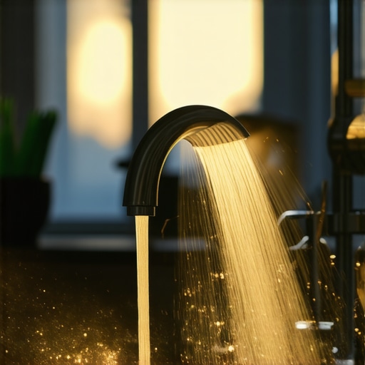 Hot water steaming from a kitchen faucet to prime the dishwasher line for a hot start.