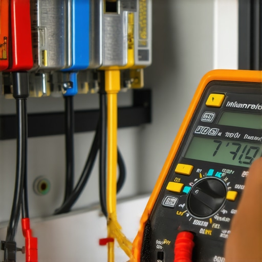 Close up of a person using a multimeter to diagnose a dishwasher heating element failure