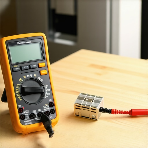 Testing Dishwasher Components with a Multimeter A person using a digital multimeter to check the thermal fuse of a dishwasher for continuity.