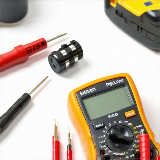 A digital multimeter being used to diagnose a dishwasher thermal fuse for continuity.