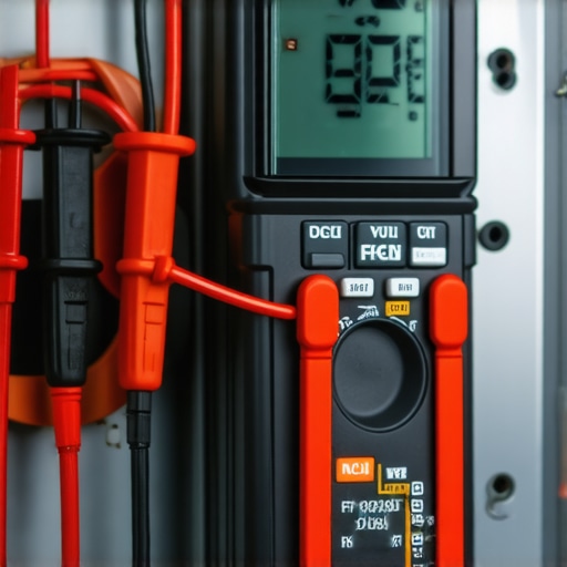 A digital multimeter being used to test the electrical continuity of a dishwasher water inlet valve.