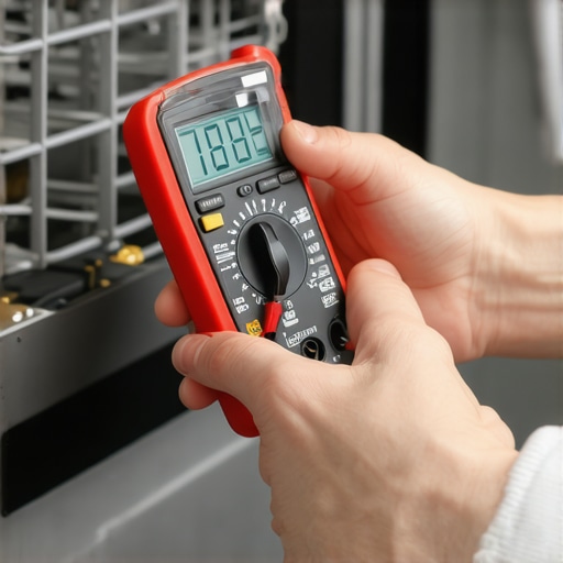 Testing Dishwasher Electronics with a Multimeter A technician using a multimeter to diagnose a dishwasher control board error.