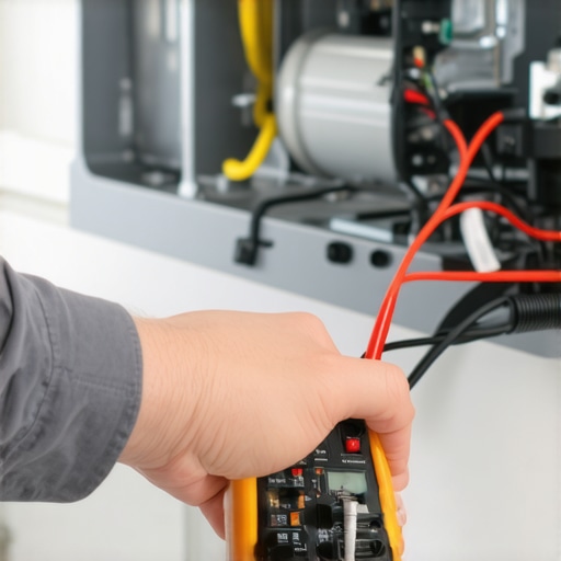 Testing Dishwasher Motor with Multimeter Close-up of a person using a multimeter to diagnose a dishwasher motor electrical issue