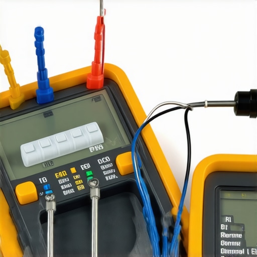 Close-up of a digital multimeter checking continuity on a dishwasher thermal fuse