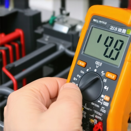 A technician using a multimeter for dishwasher continuity diagnostics.