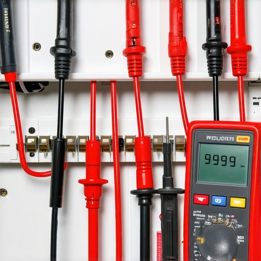 Technician using a digital multimeter to check a dishwasher heating element for continuity.