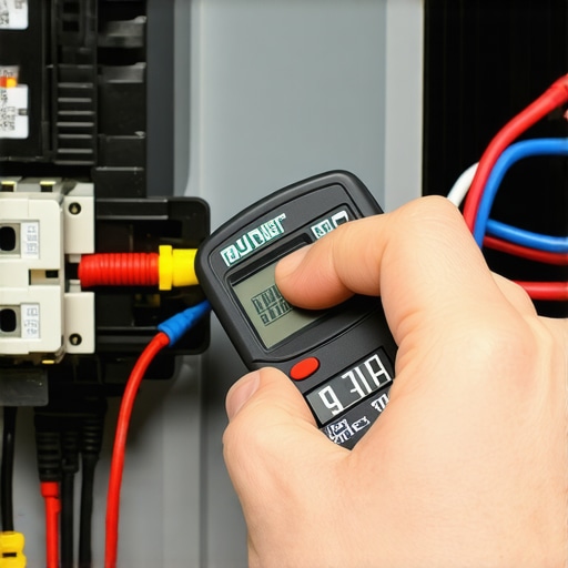 Close up of digital multimeter testing dishwasher components