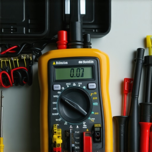 A digital multimeter measuring electrical continuity on a dishwasher thermal fuse for diagnostic repair.