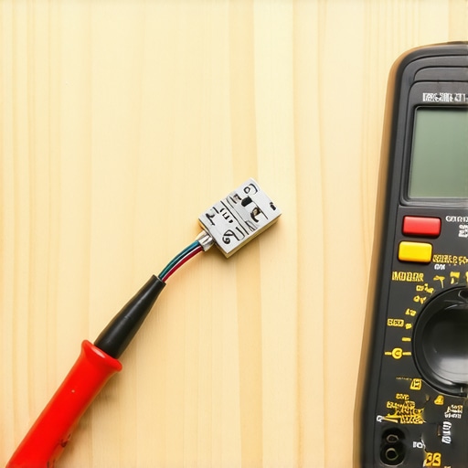 A person using a digital multimeter to check a dishwasher thermal fuse for continuity.