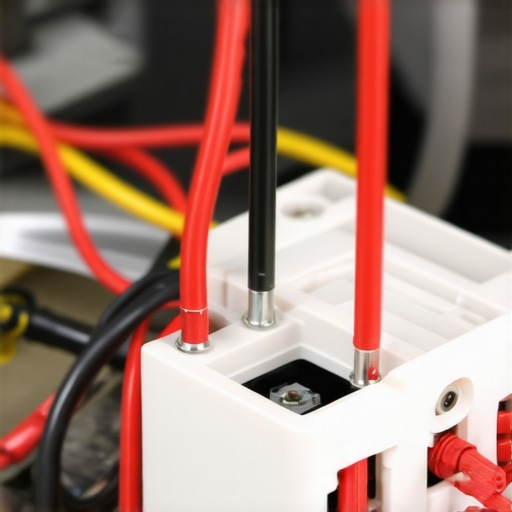 Hands using multimeter probes to test for continuity on a dishwasher water inlet valve solenoid terminals.