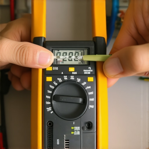 Testing a dishwasher thermal fuse with a digital multimeter Close-up of multimeter probes touching a dishwasher thermal fuse to check for continuity.