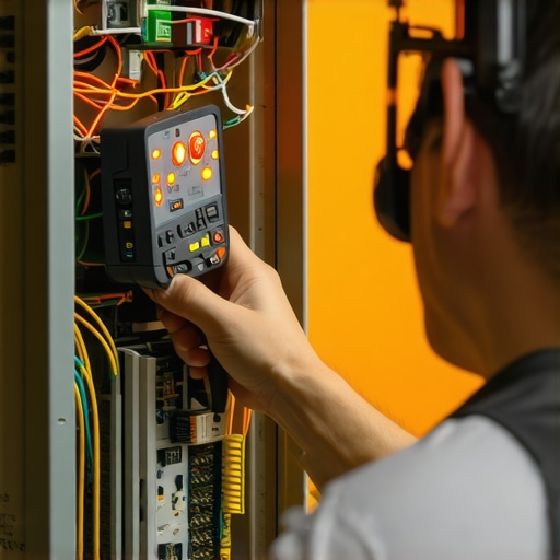 A close-up of a thermal camera screen showing heat signatures on a dishwasher circuit board.