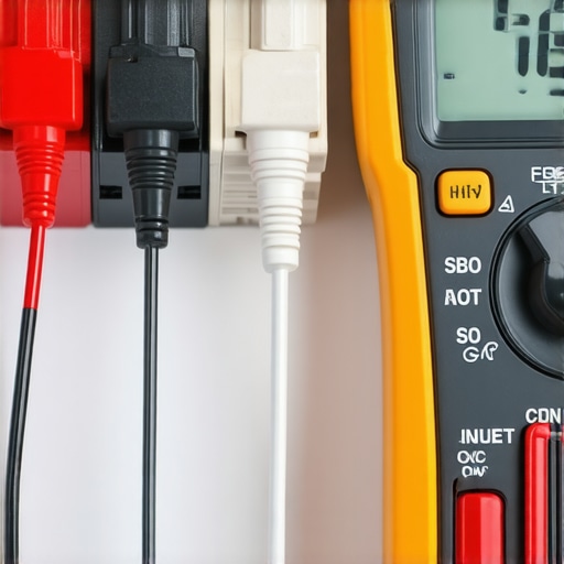 Close-up of a digital multimeter testing a dishwasher component