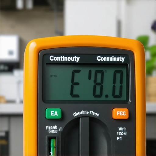 Using a Multimeter for Dishwasher Diagnostics A close-up of a multimeter testing a dishwasher component to verify a part failure.
