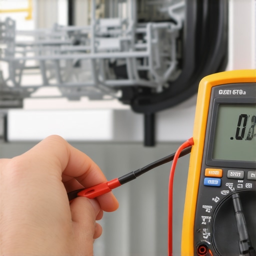 Using a Multimeter for Dishwasher Diagnostics A technician testing a dishwasher heating element with a digital multimeter for continuity.