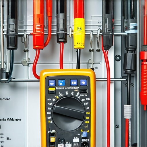 Close up of a multimeter testing a dishwasher heating element to diagnose repair needs.