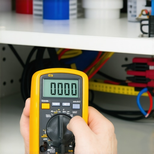 A digital multimeter testing a dishwasher component to diagnose vibration issues.