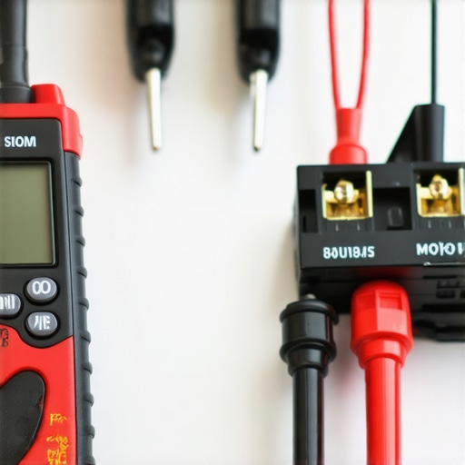 Using a Multimeter for Dishwasher Diagnostics A digital multimeter testing a dishwasher thermal fuse for continuity on a workbench.