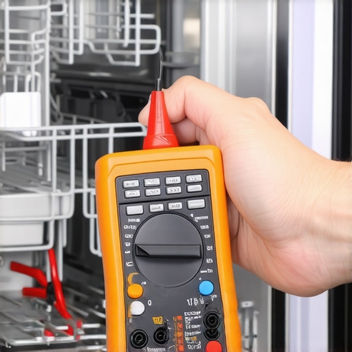 Using a Multimeter for Dishwasher Diagnostics A person performing a continuity test on dishwasher wiring with a digital multimeter.