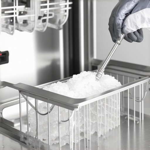 A homeowner using a micro-brush to clean the debris trap inside a dishwasher